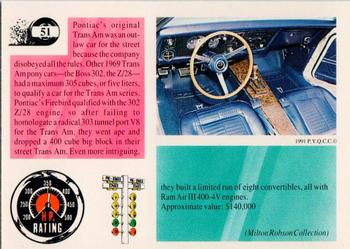 1991 Muscle Cards #51 1969 Pontiac Trans Am Convertible Back
