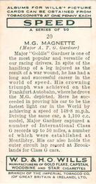 1938 Wills's Speed #20 M.G. Magnette Back