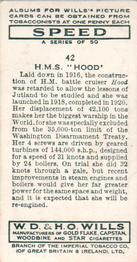 1938 Wills's Speed #42 H.M.S. “Hood” Back