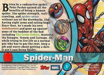 2001 Topps Marvel Legends #1 Spider-Man Back