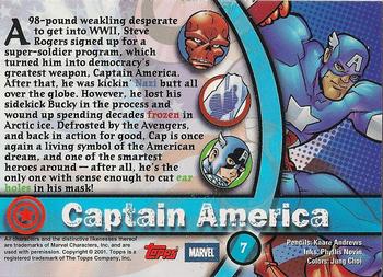 2001 Topps Marvel Legends #7 Captain America Back