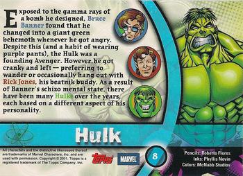 2001 Topps Marvel Legends #8 Hulk Back
