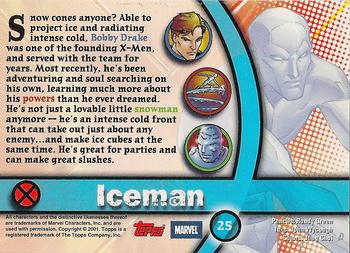2001 Topps Marvel Legends #25 Iceman Back