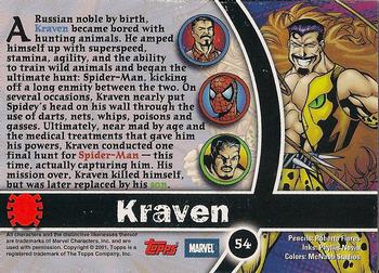 2001 Topps Marvel Legends #54 Kraven Back