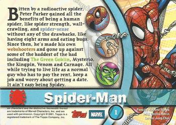 2001 Topps Marvel Legends - Foil #1 Spider-Man Back