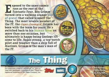 2001 Topps Marvel Legends - Foil #5 The Thing Back