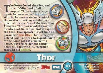 2001 Topps Marvel Legends - Foil #10 Thor Back