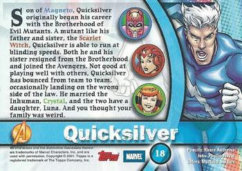 2001 Topps Marvel Legends - Foil #18 Quicksilver Back