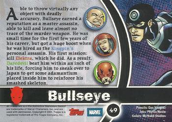 2001 Topps Marvel Legends - Foil #49 Bullseye Back