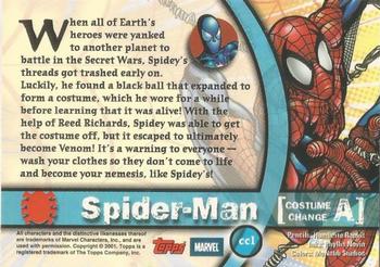 2001 Topps Marvel Legends - Costume Change #CC1 Spider-Man Back