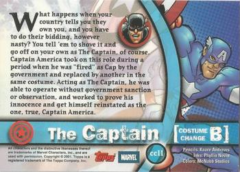 2001 Topps Marvel Legends - Costume Change #CC11 The Captain Back