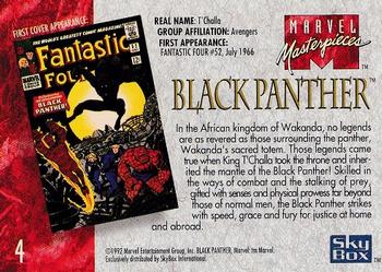 1992 SkyBox Marvel Masterpieces #4 Black Panther Back
