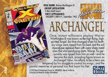 1992 SkyBox Marvel Masterpieces #8 Archangel Back