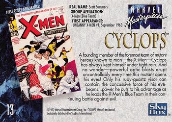 1992 SkyBox Marvel Masterpieces #13 Cyclops Back