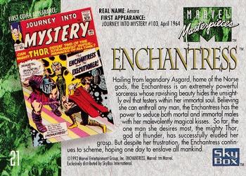 1992 SkyBox Marvel Masterpieces #21 Enchantress Back