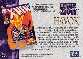 1992 SkyBox Marvel Masterpieces #35 Havok Back