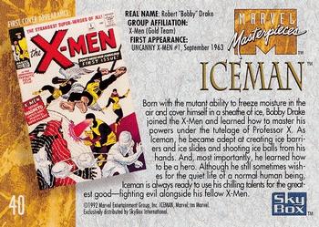1992 SkyBox Marvel Masterpieces #40 Iceman Back