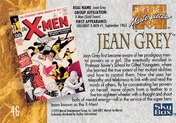 1992 SkyBox Marvel Masterpieces #46 Jean Grey Back