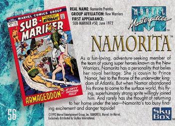 1992 SkyBox Marvel Masterpieces #56 Namorita Back
