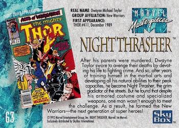 1992 SkyBox Marvel Masterpieces #63 Night Thrasher Back
