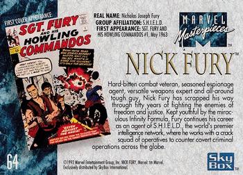1992 SkyBox Marvel Masterpieces #64 Nick Fury Back