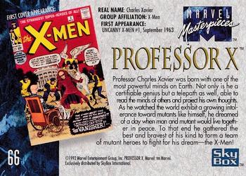 1992 SkyBox Marvel Masterpieces #66 Professor X Back