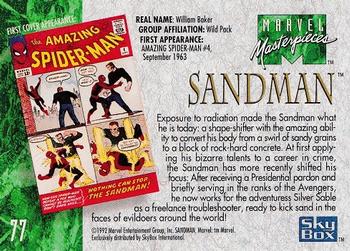 1992 SkyBox Marvel Masterpieces #77 Sandman Back
