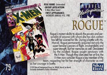1992 SkyBox Marvel Masterpieces #79 Rogue Back