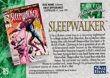1992 SkyBox Marvel Masterpieces #89 Sleepwalker Back