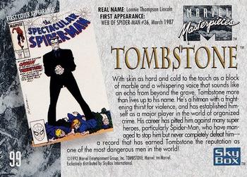 1992 SkyBox Marvel Masterpieces #99 Tombstone Back