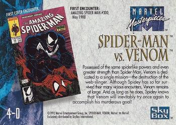 1992 SkyBox Marvel Masterpieces - Battle Spectra #4-D Spider-man vs Venom Back