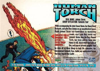 1993 SkyBox Marvel Masterpieces #2 Human Torch Back