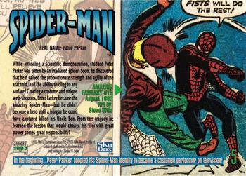 1993 SkyBox Marvel Masterpieces #5 Spider-Man Back