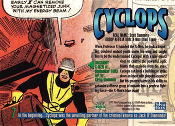 1993 SkyBox Marvel Masterpieces #7 Cyclops Back