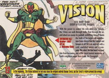 1993 SkyBox Marvel Masterpieces #12 Vision Back