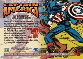 1993 SkyBox Marvel Masterpieces #15 Captain America Back