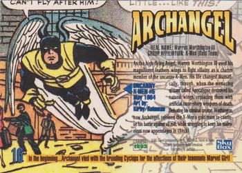1993 SkyBox Marvel Masterpieces #16 Archangel Back