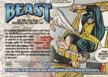 1993 SkyBox Marvel Masterpieces #17 Beast Back