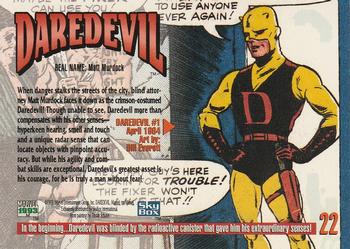 1993 SkyBox Marvel Masterpieces #22 Daredevil Back