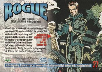 1993 SkyBox Marvel Masterpieces #27 Rogue Back