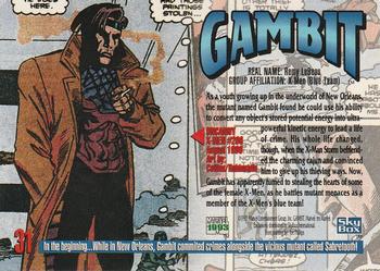 1993 SkyBox Marvel Masterpieces #31 Gambit Back