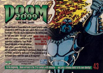 1993 SkyBox Marvel Masterpieces #43 Doom 2099 Back
