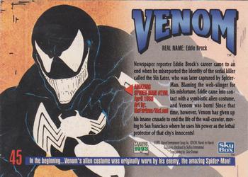1993 SkyBox Marvel Masterpieces #45 Venom Back