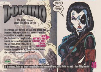 1993 SkyBox Marvel Masterpieces #46 Domino Back