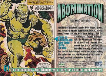 1993 SkyBox Marvel Masterpieces #61 Abomination Back