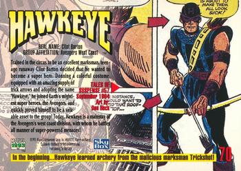 1993 SkyBox Marvel Masterpieces #70 Hawkeye Back