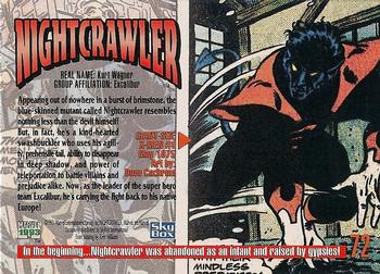 1993 SkyBox Marvel Masterpieces #72 Nightcrawler Back