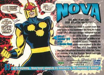 1993 SkyBox Marvel Masterpieces #83 Nova Back