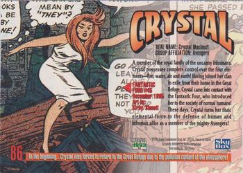 1993 SkyBox Marvel Masterpieces #86 Crystal Back