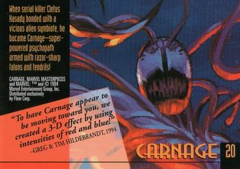 1994 Fleer Marvel Masterpieces Hildebrandt Brothers #20 Carnage Back